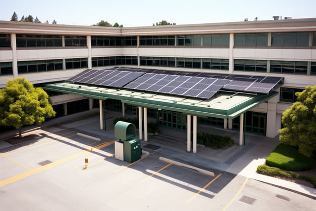 Panneaux solaires au dessus d'une entreprise