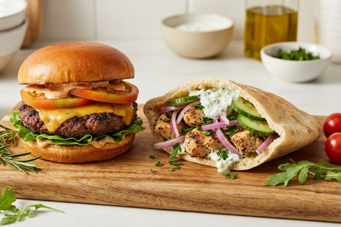 Burger et Kebab maison dans une cuisine